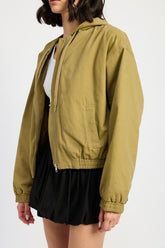 Vintage Washed Denim Zip Up Hoodie Emory Park